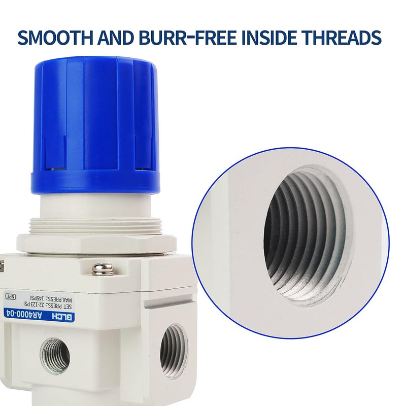 BLCH 1/2" NPT Air Pressure Regulator - Air Regulator for Compressor,Air Compressor Regulator Air Drying System AR4000-04 Gauge 0-160 PSI - Image 5